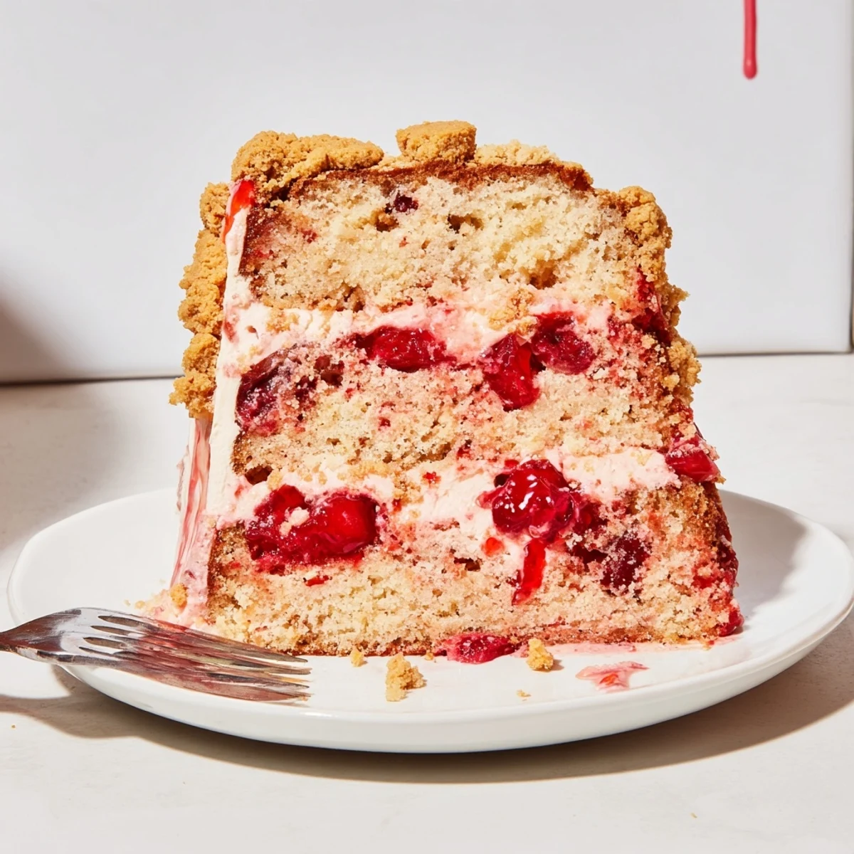 Whimsical Chaos Cake: Cherry Soda Cookie Loaf topped with cookie crunch and glaze.  