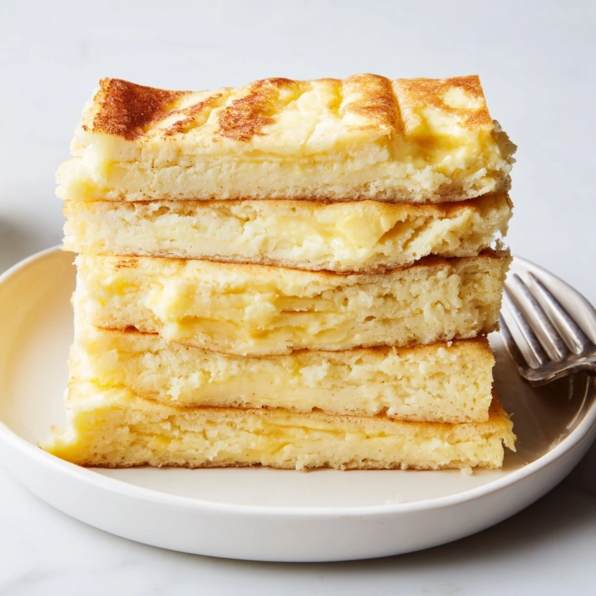 Warm pancake bars layered with tangy cream cheese and sharp cheddar, irresistibly delicious!
