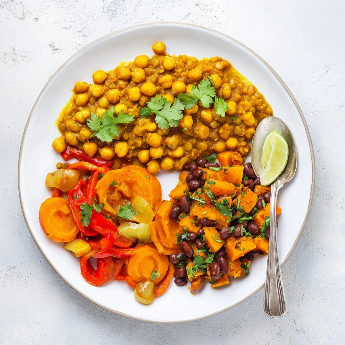 Vibrant Indian chickpea curry simmering in a skillet, garnished with fresh cilantro.  