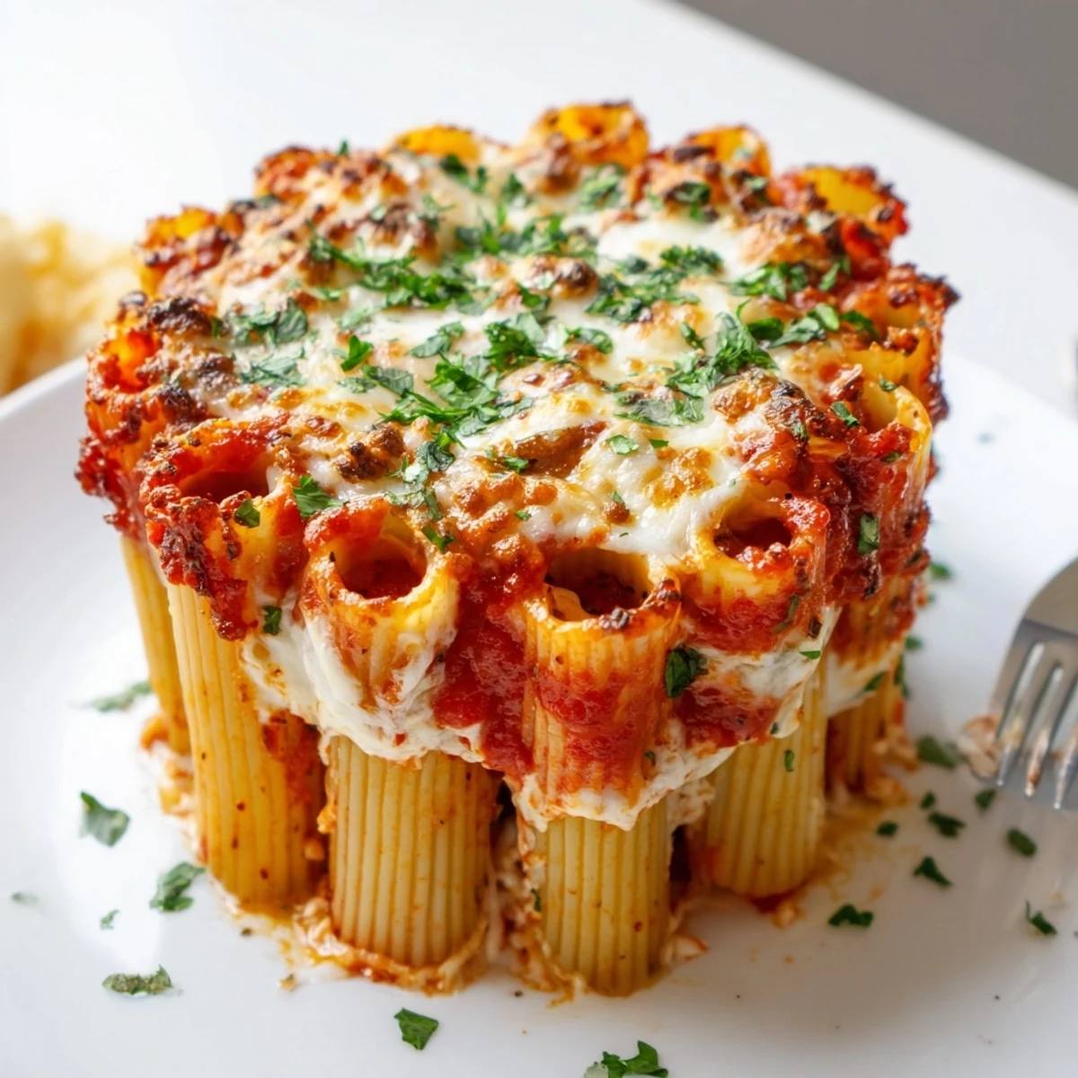 Vibrant Honeycomb Pasta Cake filled with rich tomato sauce and creamy ricotta cheese.  