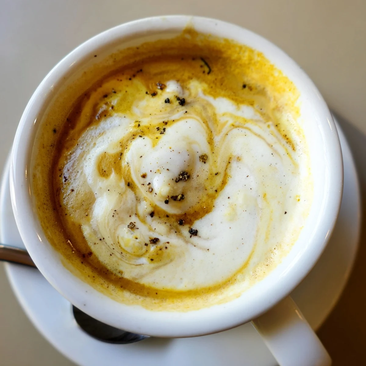 Rich and flavorful Onion Latte, blending espresso with creamy onion purée for bold taste.