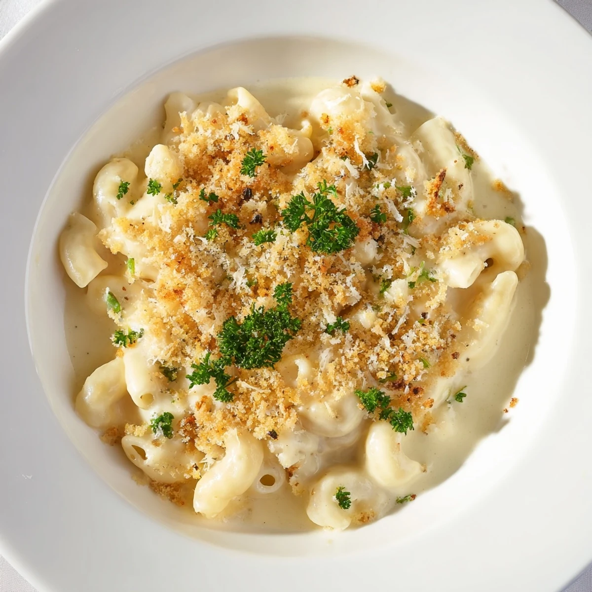 Creamy, decadent Truffle Macaroni & Cheese with a crispy, golden breadcrumb topping, perfect for dinner.