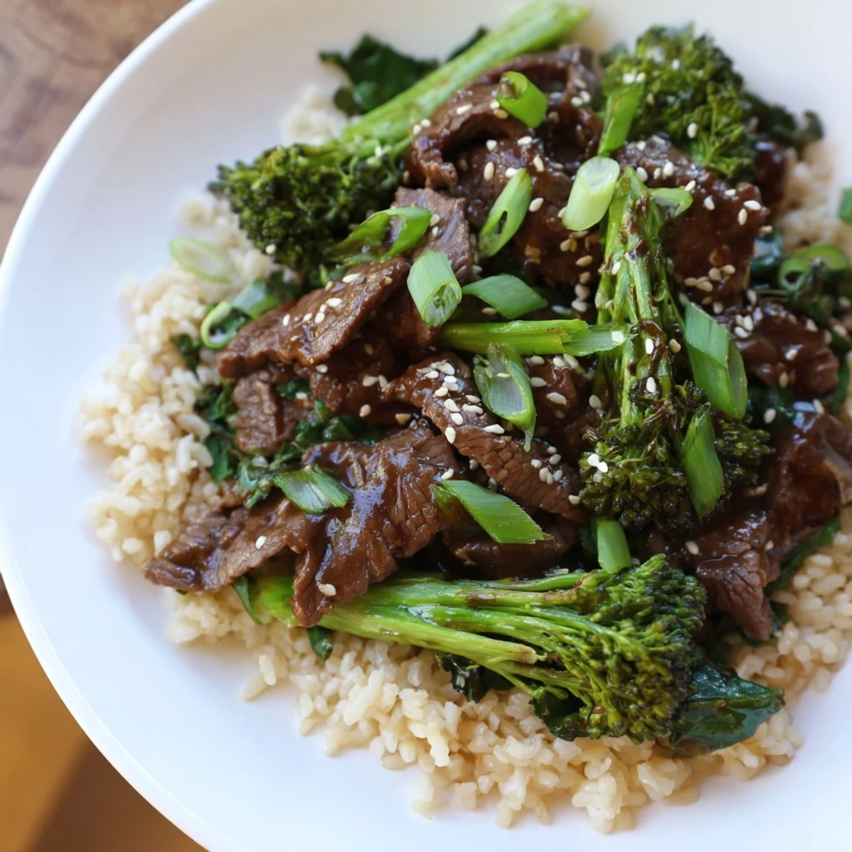 A close-up of steaming Slow-Cooker Beef & Broccoli, a hearty Asian-inspired meal with tender beef.