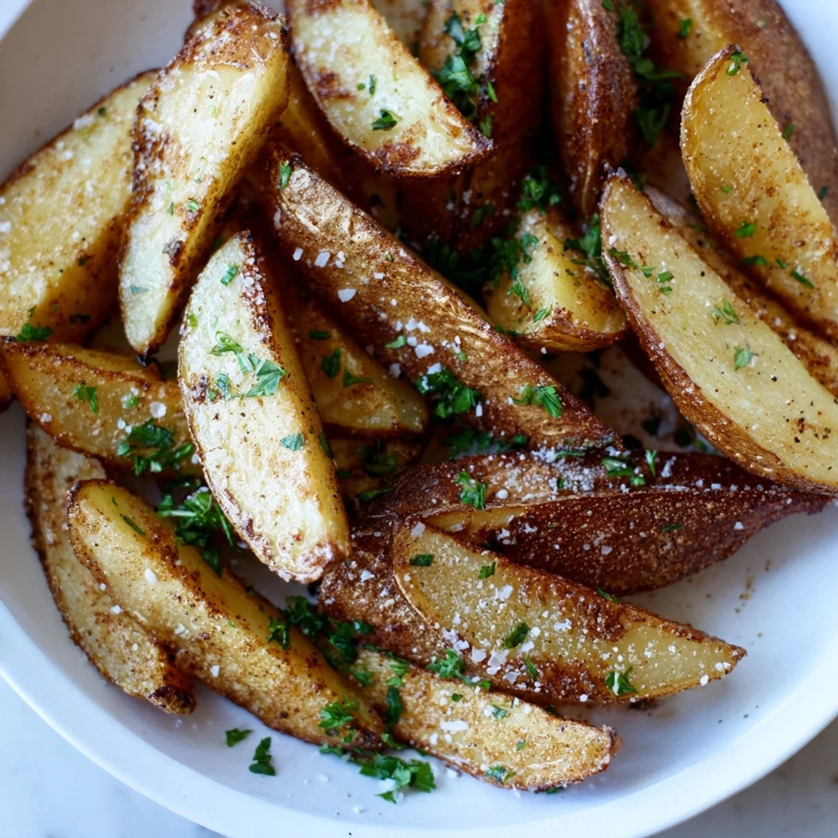 Golden, crispy 15-Minute Microwave Crispy Potatoes, seasoned perfectly and ready to eat, served hot!