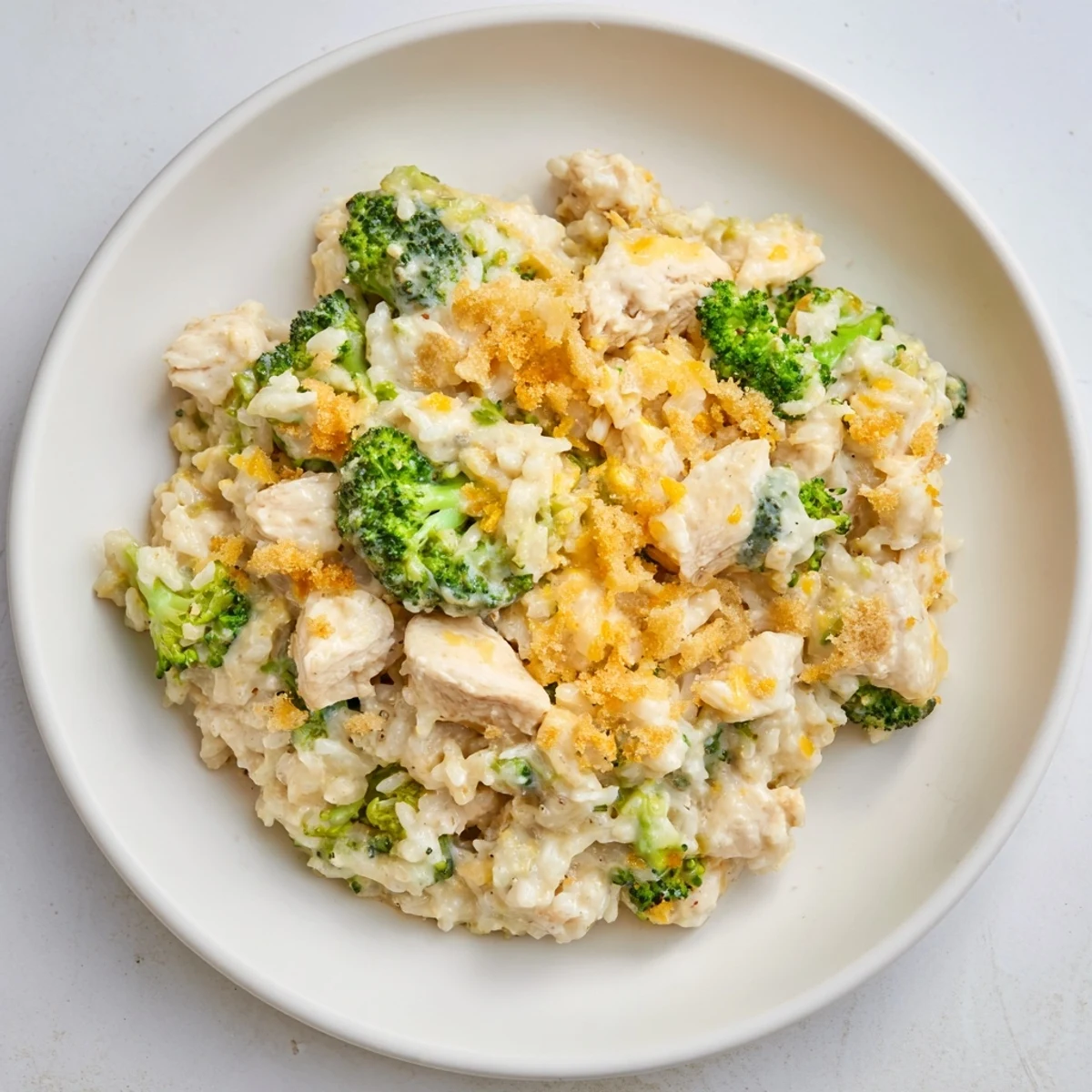 Chicken & Broccoli Rice Casserole bubbling golden-brown, a classic comfort food meal ready to serve!