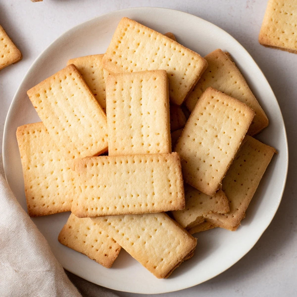 Freshly baked Classic shortbread cookies, golden edges, ready for a sweet, buttery bite.