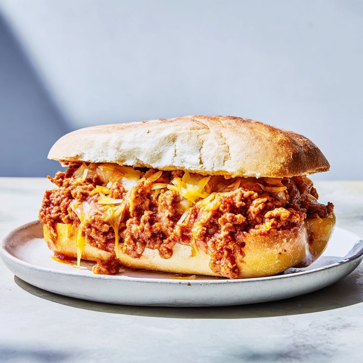 Juicy Sloppy Joe Stuffed Bell Peppers, a delicious family meal, baked until tender with melted cheese on top.