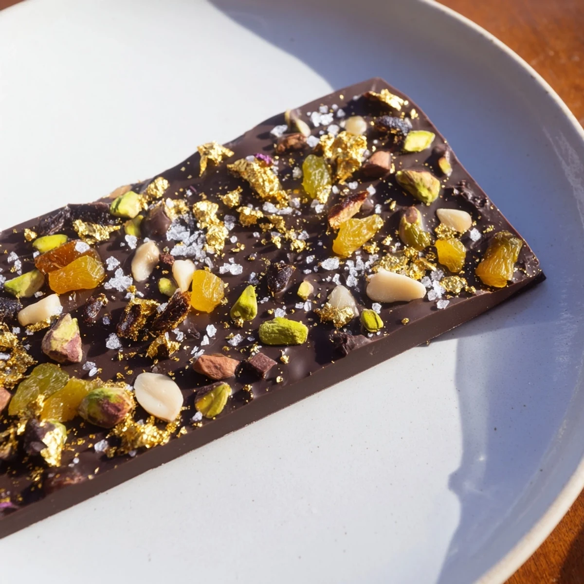 This photo features tempting pieces of Dubai Chocolate Bark, ready to be enjoyed as a sweet dessert.