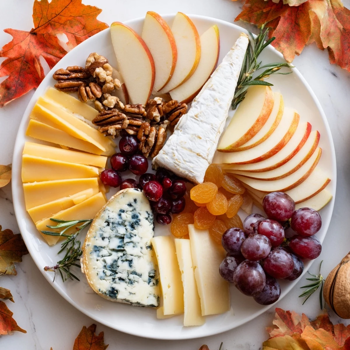 Autumn Leaf Cheese Platter boasts colorful cheeses, fruits, and crackers perfect for your fall celebration.