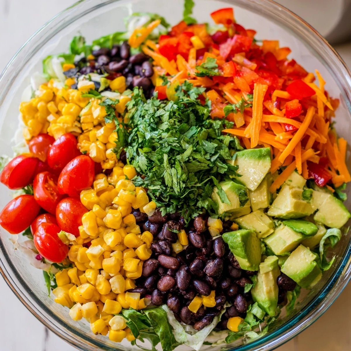 Imagine the Southwest Sunset Palette: a stunning salad featuring black beans and colorful bell peppers.