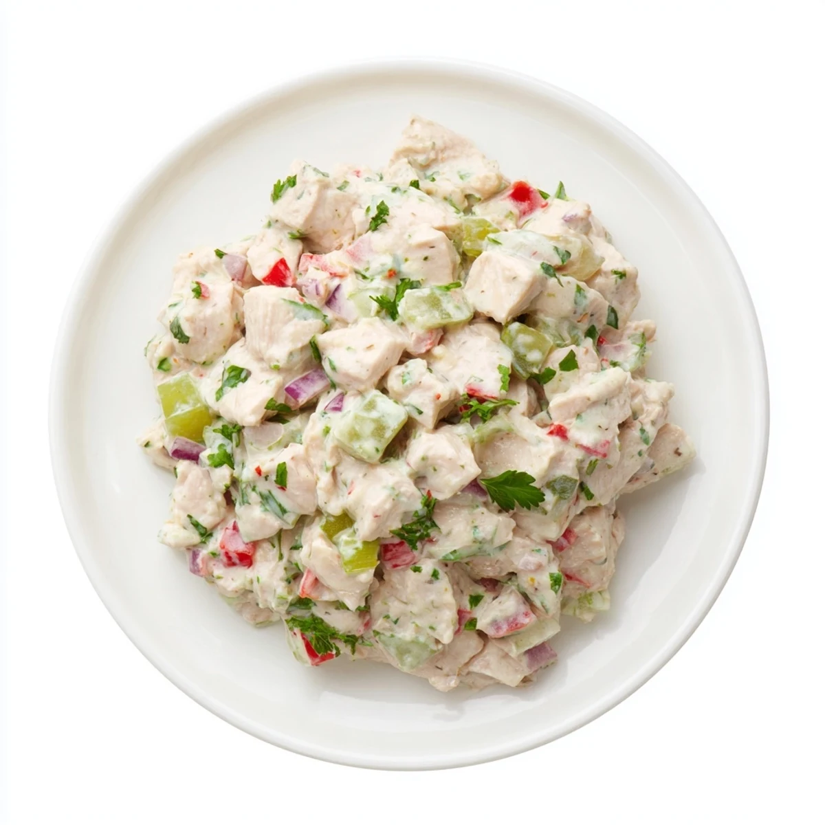 A vibrant bowl of Canned Chicken Salad with Mrs. Dash seasoned to perfection, ideal for sandwiches.