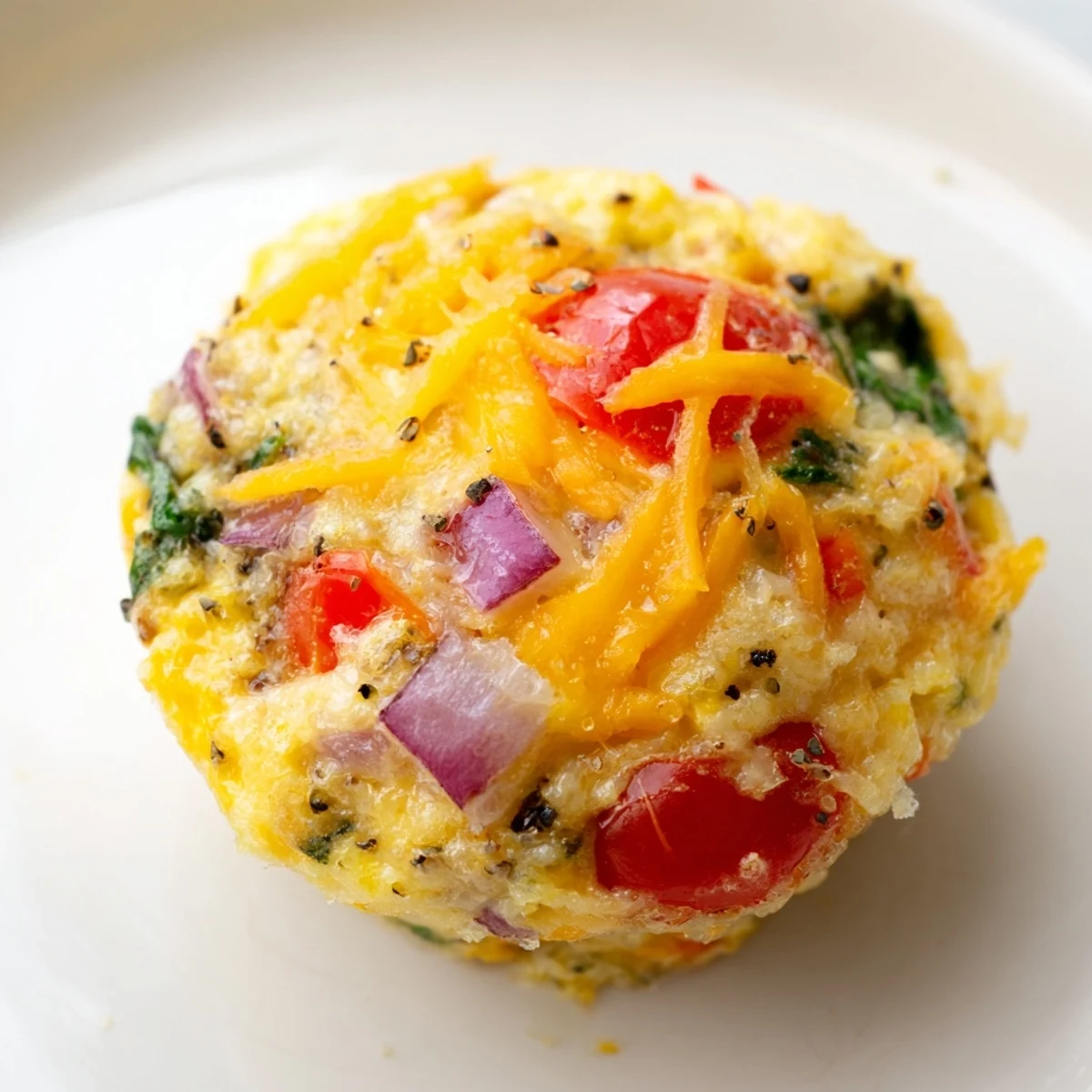 Delicious veggie egg muffins, perfect for meal prep, bursting with fresh vegetables and flavor, ready to serve.