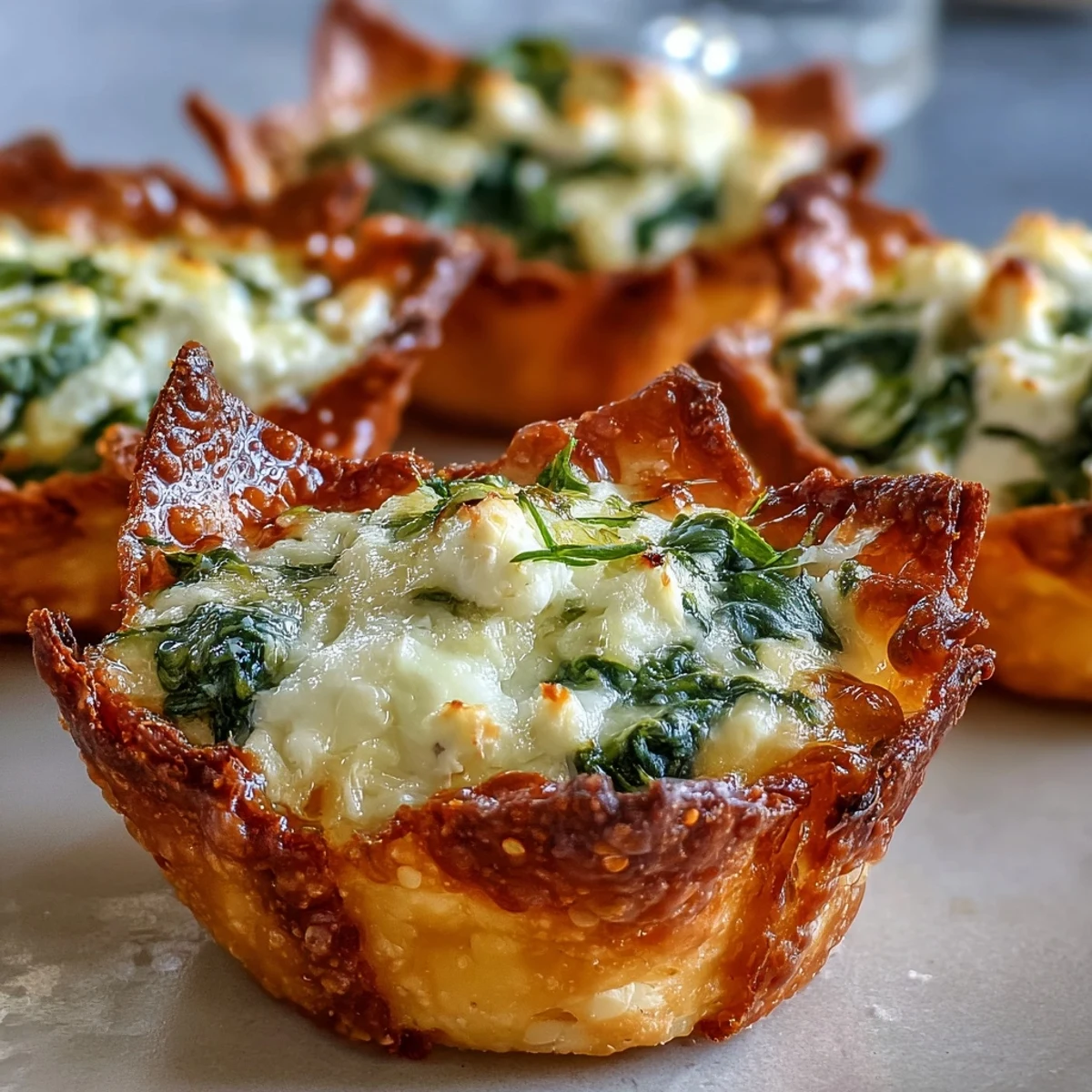 Appetizer platter of Mediterranean Spinach and Feta Cheese Crisps, garnished with sesame seeds, ready for a party spread.