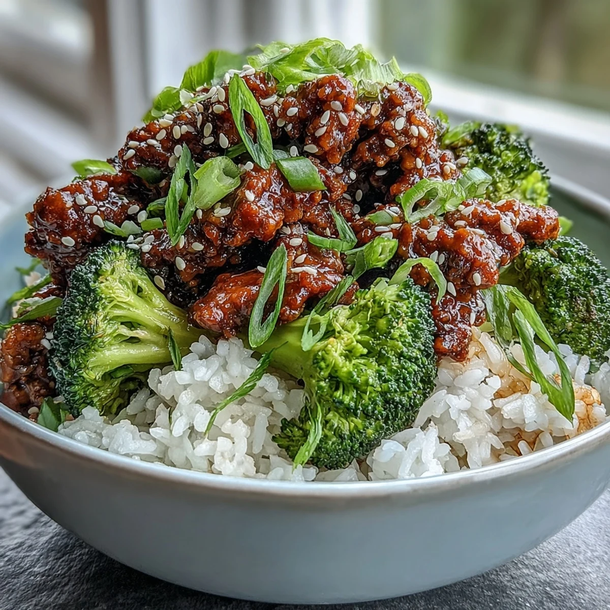 Sweet and Spicy Turkey Broccoli Bowls feature tender ground turkey in a glossy honey-sriracha glaze, served over nutty brown rice and bright steamed broccoli.
