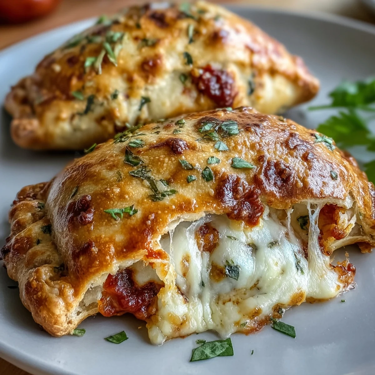 A close-up shot shows a hand holding a High Protein Pizza Hot Pocket with a gooey cheese pull and zesty red sauce.