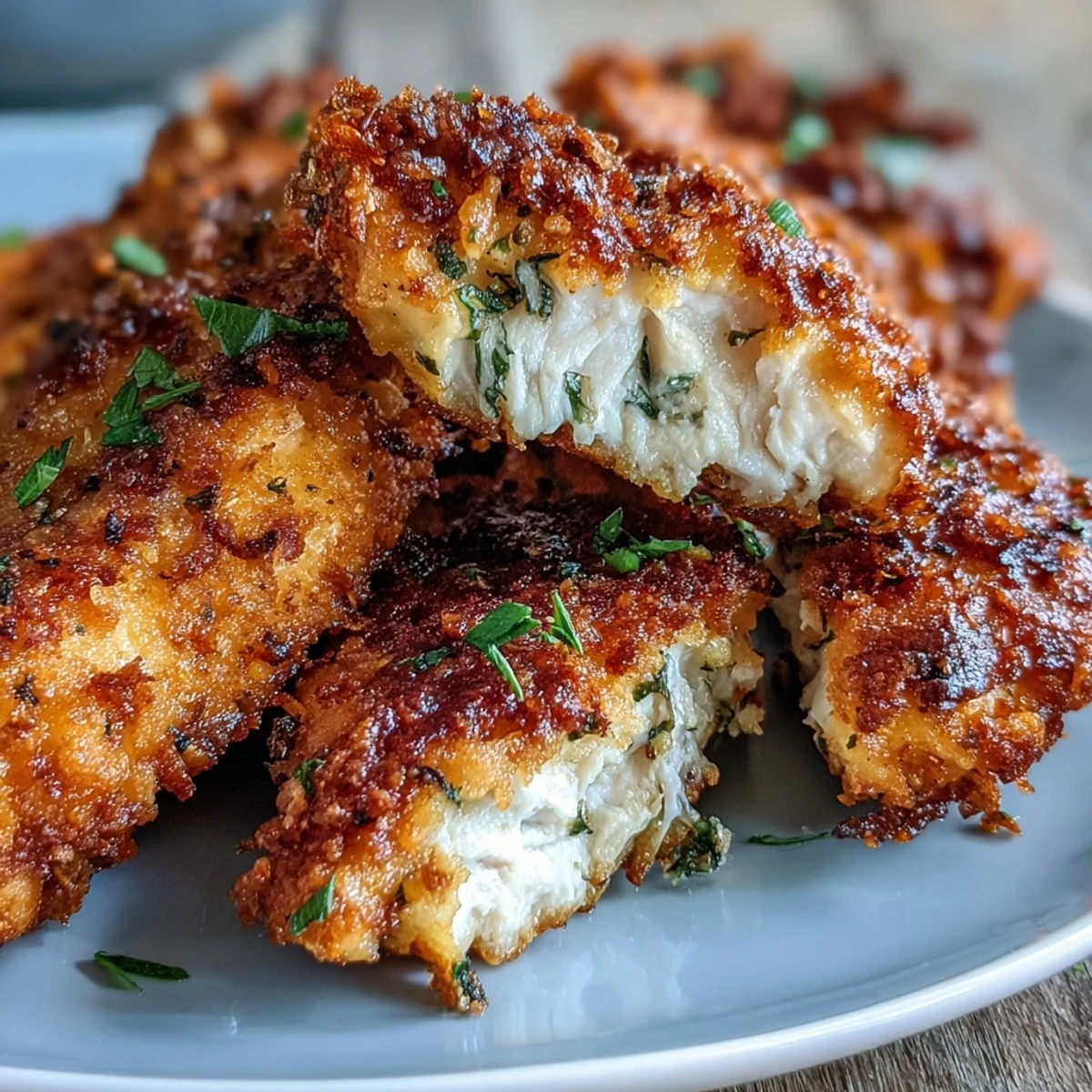 Oven-baked Panko Ranch Chicken Tenders arranged on a wire rack, showing off their golden brown and crunchy coating.