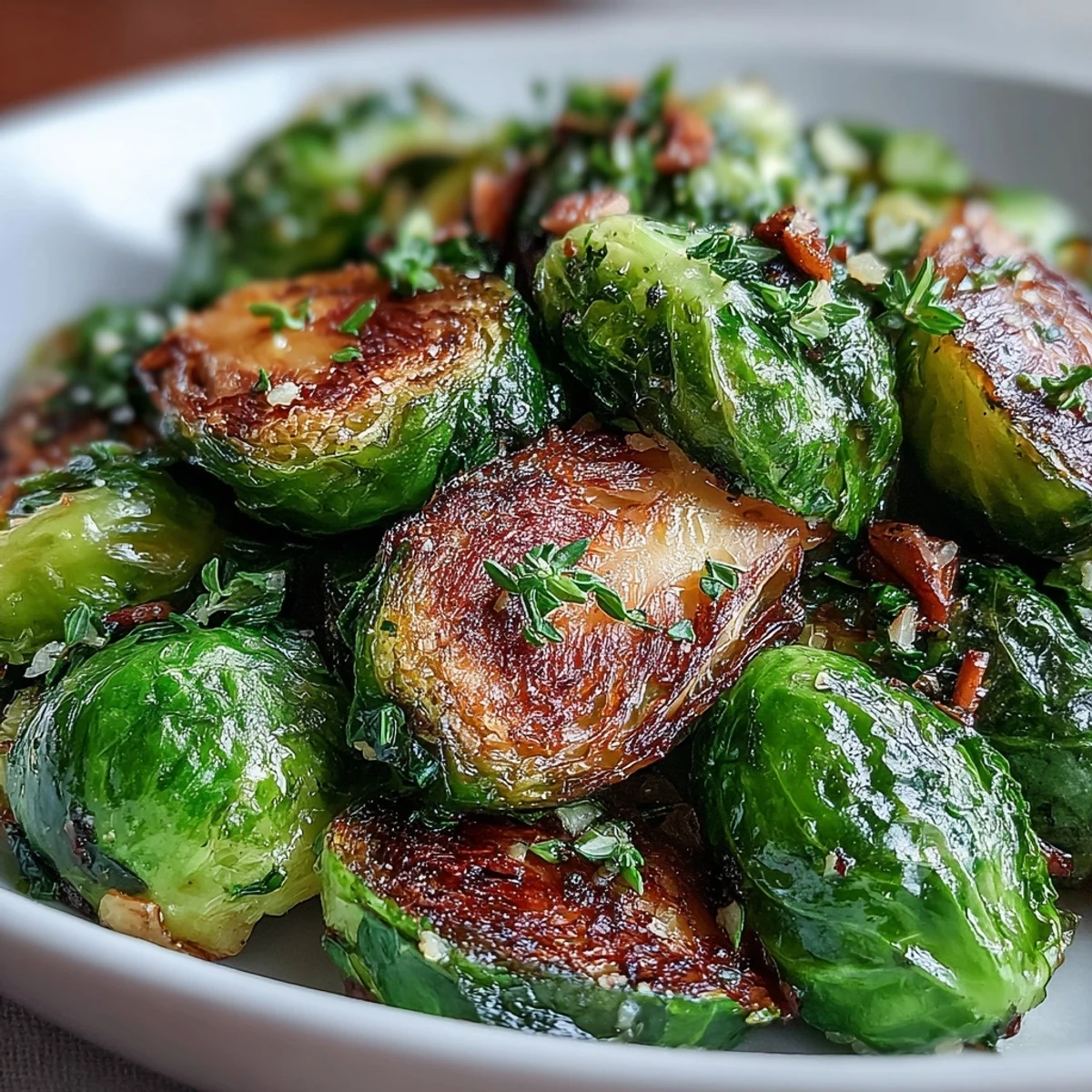 Roasted Brussels sprouts with bright lemon zest, fragrant thyme, and crunchy toasted almonds for a vibrant side dish.
