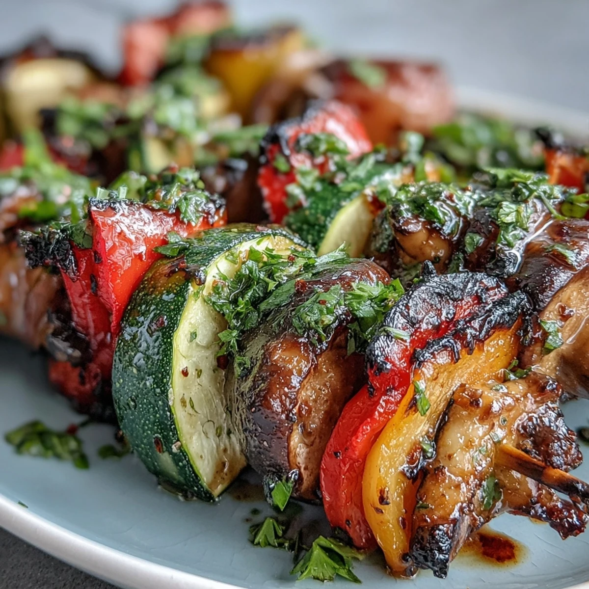 Grilled Veggie Kabobs with Chimichurri