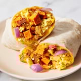 Golden-brown sweet potato breakfast burritos, perfectly wrapped and ready for a quick and easy breakfast.