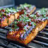 Grilled salmon with strawberry salsa, a fresh and vibrant dish perfect for spring dinners.