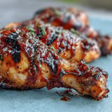 Juicy BBQ Chicken Drumsticks with Spicy Peach Glaze, a sweet and smoky summer favorite.