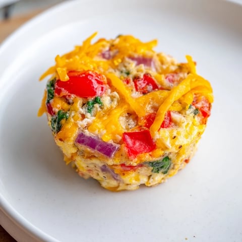 Golden-topped veggie egg muffins, a protein-packed and colorful breakfast, ready to eat.