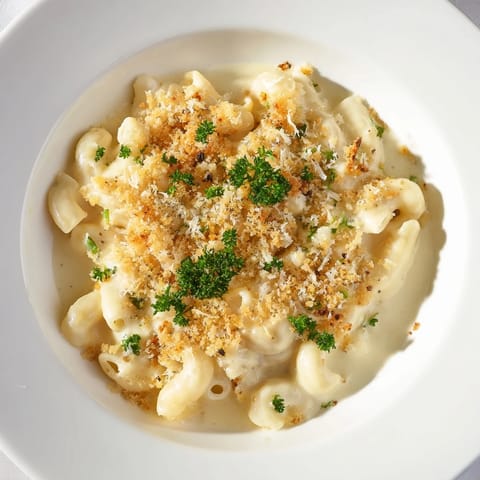 Creamy, decadent Truffle Macaroni & Cheese with a crispy, golden breadcrumb topping, perfect for dinner.