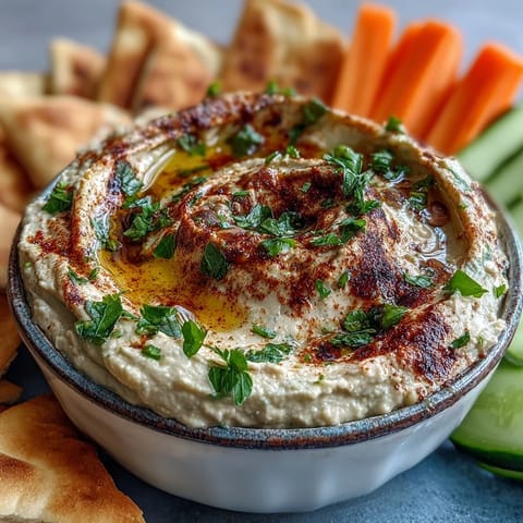 Black-eyed pea hummus spread in a rustic bowl with olive oil drizzle, garlic, and lemon, ready for dipping.