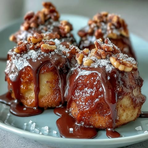 Sweet candy apple slices drizzled with caramel and dark chocolate, garnished with chopped nuts for a crunchy bite.