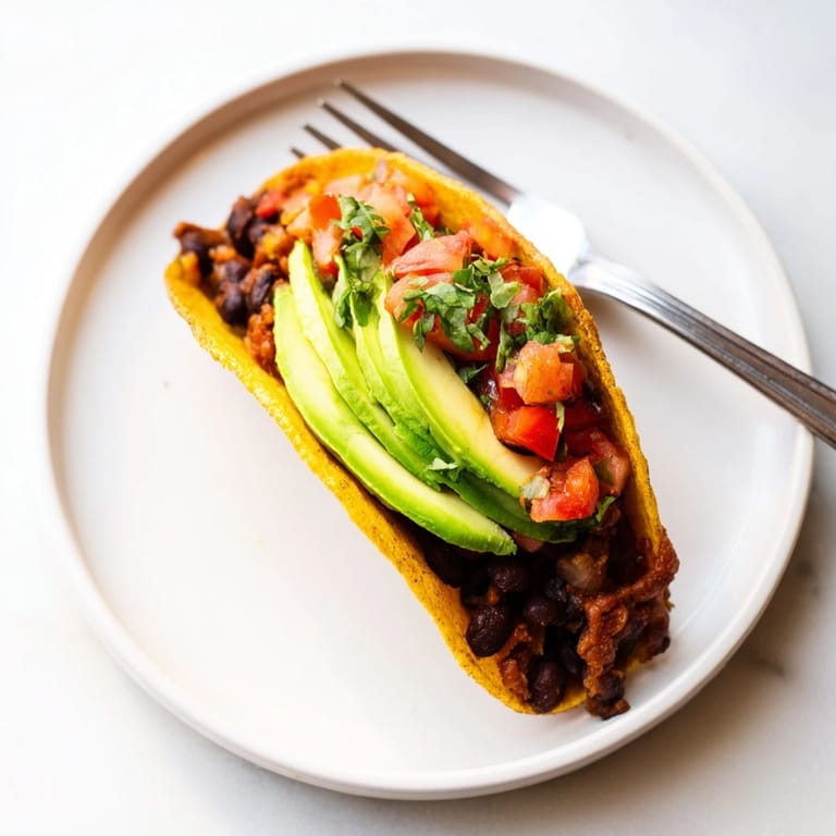 Savory black bean tacos: A quick & easy weeknight meal with vibrant toppings.