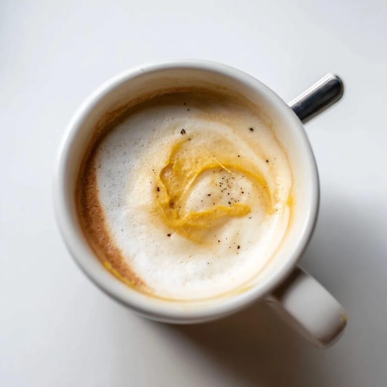 Savory Onion Latte featuring caramelized onions, a unique twist on classic coffee.  
