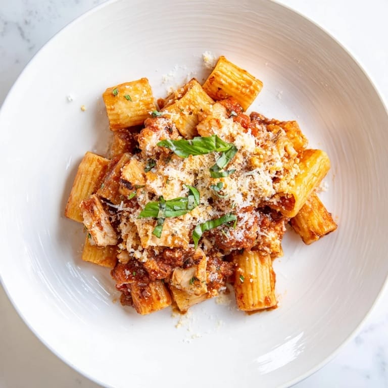 Warm aroma of Baked Chicken Parmesan Pasta, a hearty pasta bake with golden breadcrumbs and cheese.