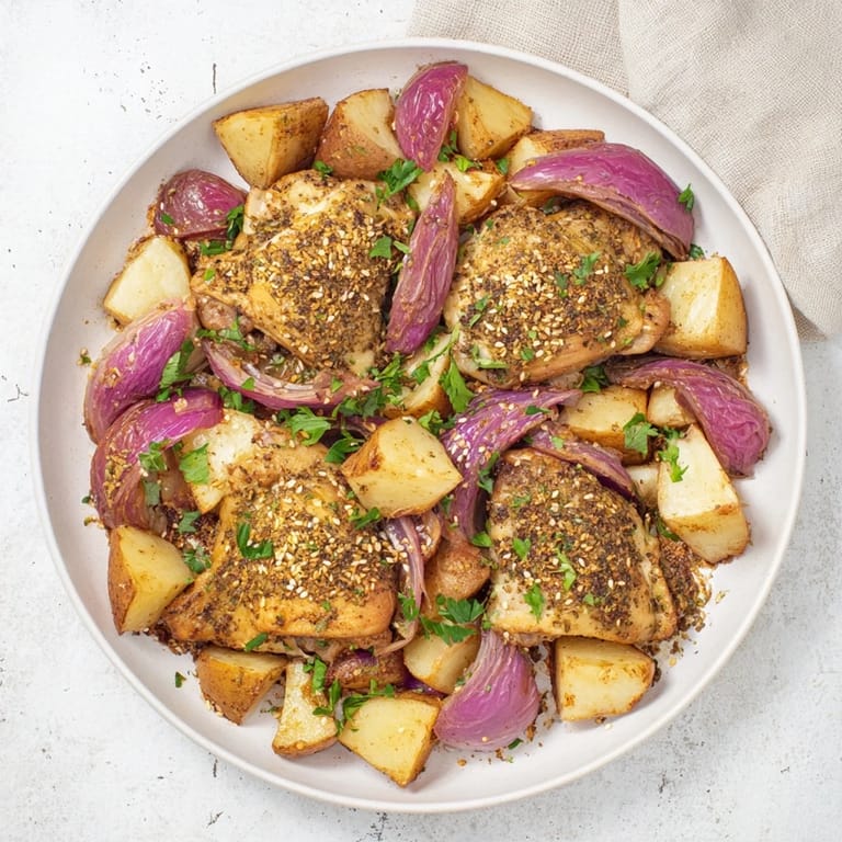 Picture this: fragrant zaatar-infused Pan-Roasted Zaatar Chicken and Potatoes—a complete, delicious meal.