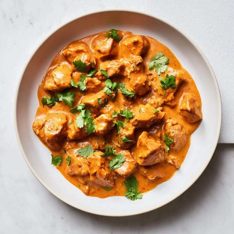 Garnished with cilantro, this dairy-free Instant Pot Chicken Tikka Masala offers rich Indian spices and coconut milk.