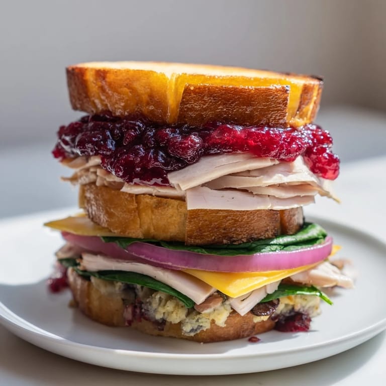 Warm and savory Budget Christmas Sandwich on Brioche, a holiday-flavored, easy lunch option.