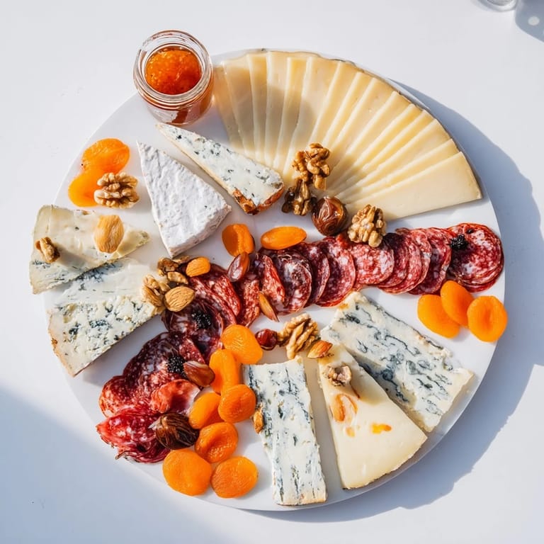 Imagine a vibrant Plateau des Rois Mages Gourmand, filled with cheese, fruits, and meats ready for sharing.