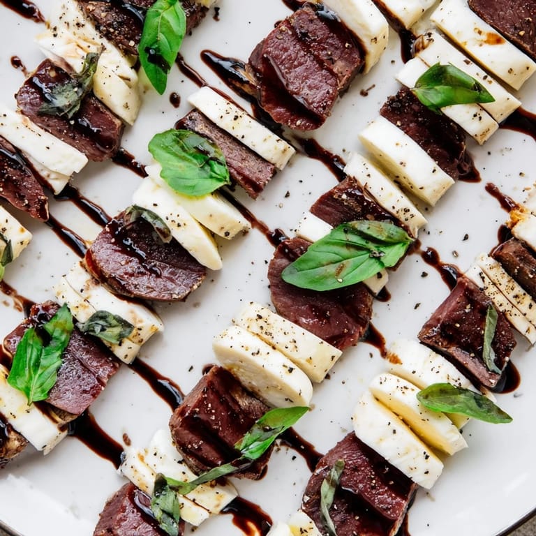 Fresh basil garnishes the colorful Safari Stripes, a visually enticing appetizer for a gluten-free party.