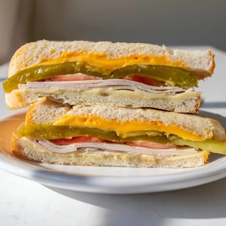 Crispy-edged Pickle Bread Sandwich oozes melted cheddar, showcasing layered pickles within each savory bite.