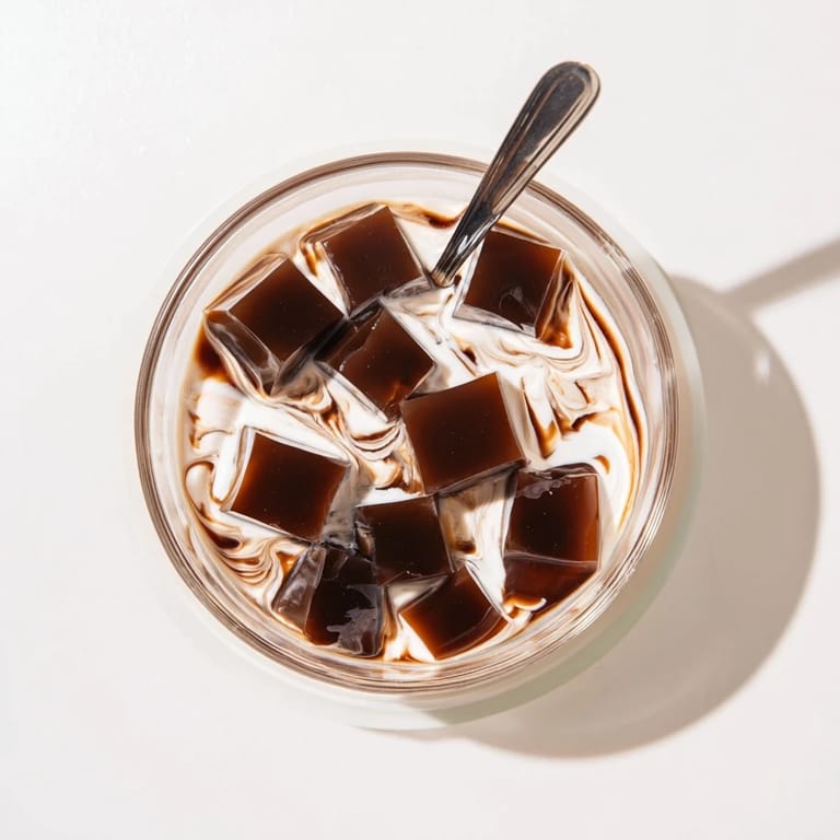 For an easy Japanese-inspired dessert, Coffee Jelly Dessert features rich coffee gelatin cubes paired with smooth vanilla cream in small serving glasses.