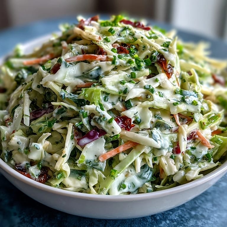A refreshing Coleslaw With Creamy Dressing served on a plate, garnished with celery seed, perfect for a backyard barbecue side dish.