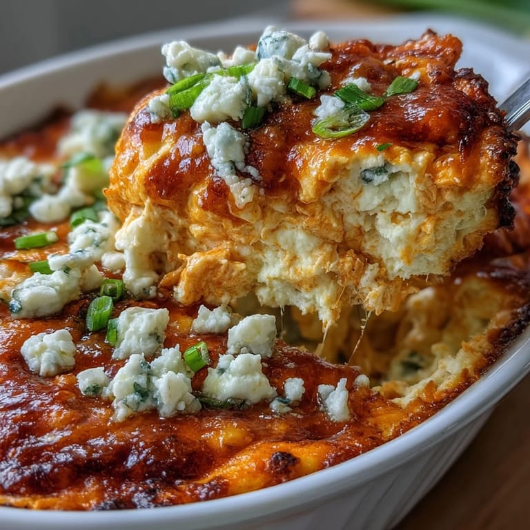 Creamy, spicy Buffalo Chicken Dip in a baking dish, ready for game day snacking with carrot sticks.
