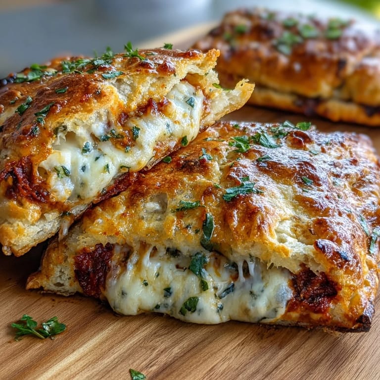 Freshly baked High Protein Pizza Hot Pockets arranged on a rustic wooden board, paired with a small side salad and marinara dip.