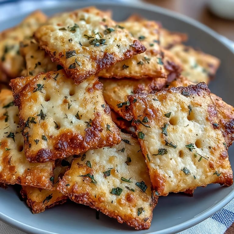 Crunchy sourdough crackers infused with bold ranch flavor and melty cheddar, baked to golden perfection for a savory treat.  