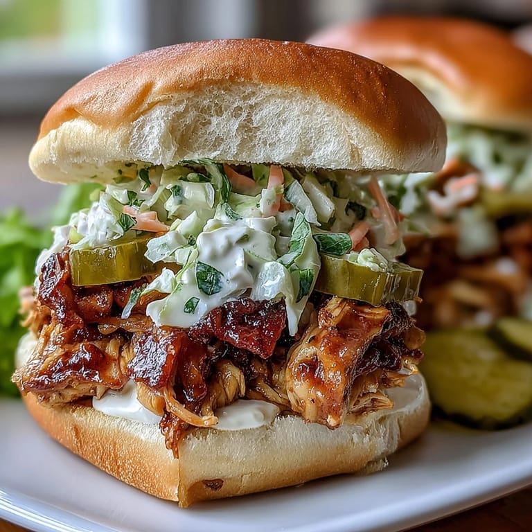 Flavor-packed Mississippi chicken sliders loaded with coleslaw, served warm and ready for casual family gatherings.