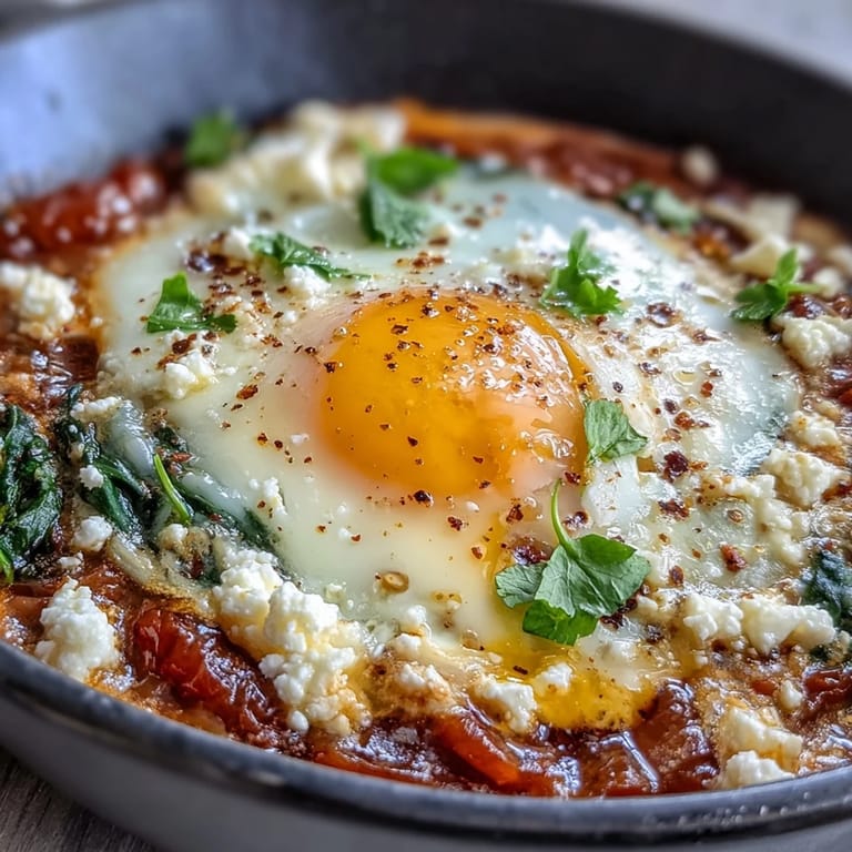This colorful spinach and feta shakshuka is a delicious brunch option.