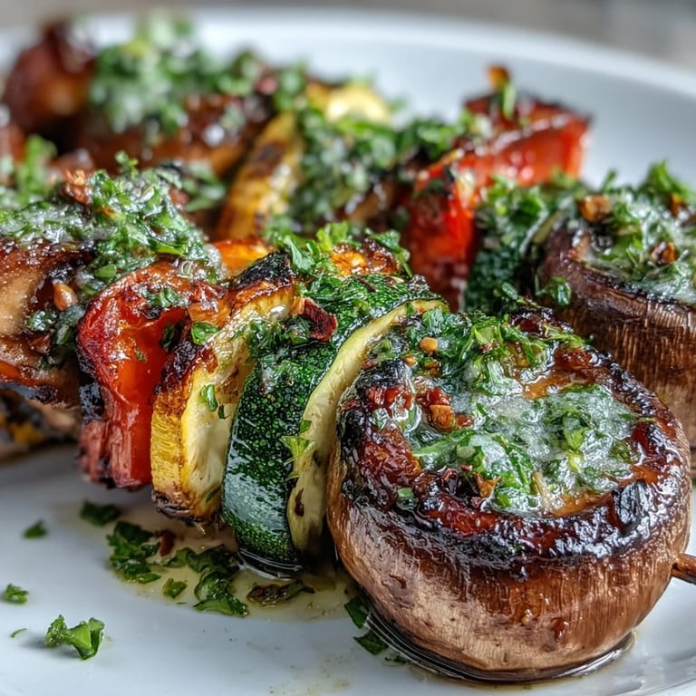 Colorful vegetarian kabobs, perfectly charred, ready for a delicious meal.
