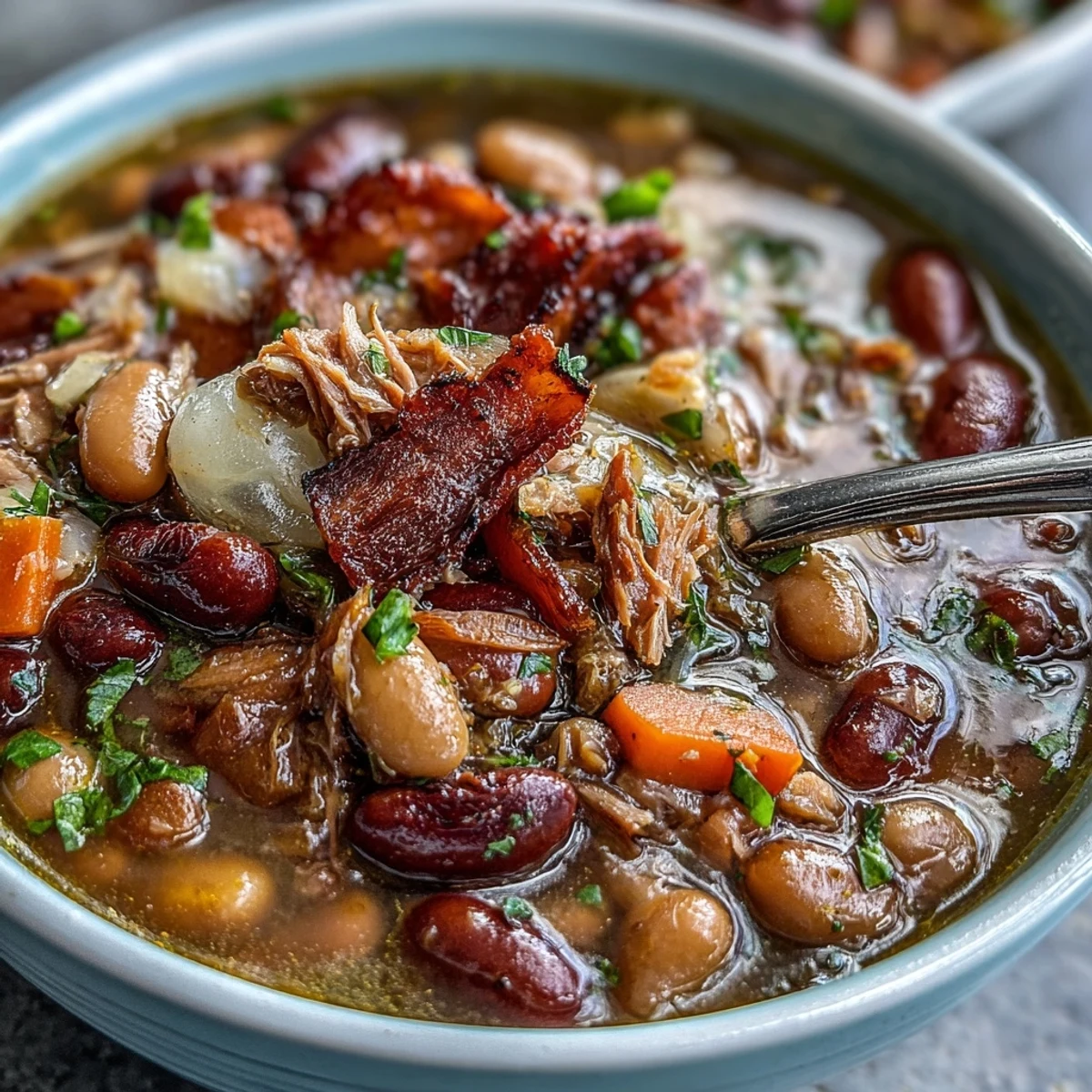 Hearty 15-bean soup with smoky ham bone