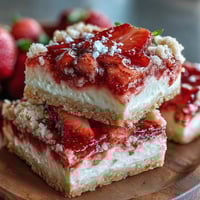 Tangy strawberry lemonade filling on buttery shortbread crust makes these bars a bright, refreshing dessert for sunny gatherings.