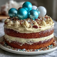 Elegant two-tier vanilla graduation cake topped with colorful balloon toppers for festive celebration.